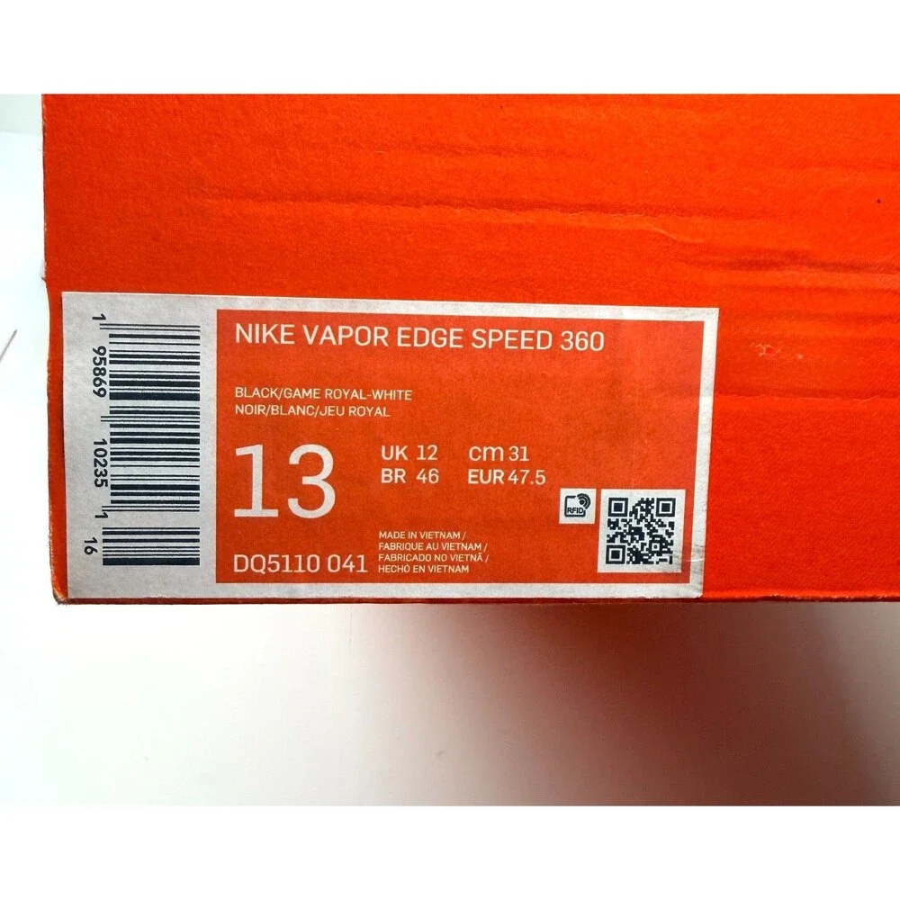 Nike Vapor Edge Speed 360 Football Cleats Black Game Royal Men's 13 DQ5110-041